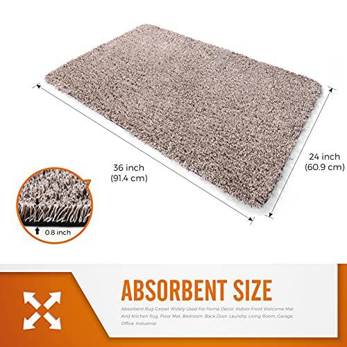 Delxo Doormat 24''x36''Absorbs Mud Magic Doormat No Odor Durable Anti-Slip Rubber Back Low-Profile Entrance Door Mat Large Cotton Shoe Scraper Pet Mat Machine Washable in Beige - delxousa