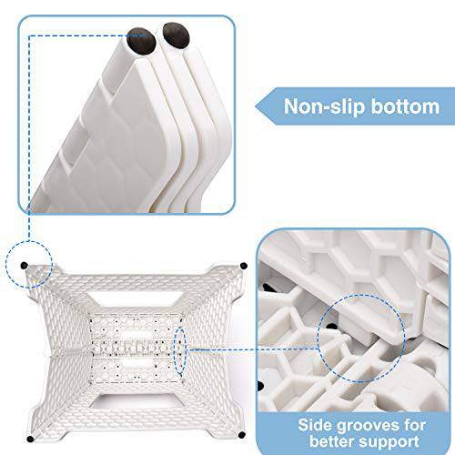 Delxo 13 Inch Folding Step Stool,1 Pack Plastic Stool in White,Extra-Thicken Kitchen Step Stool,Non Slip 2021 Strengthen Plastic Stepping Stool for Kids & Adults - delxousa
