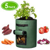 Delxo 5 Pack 7 Gallon Potato Grow Bags Two SidesVelcro Window Vegetable Grow Bags, Double Layer Premium Breathable Nonwoven Cloth for Potato/Plant Container/Aeration Fabric Pots with Handles（Green） - delxousa