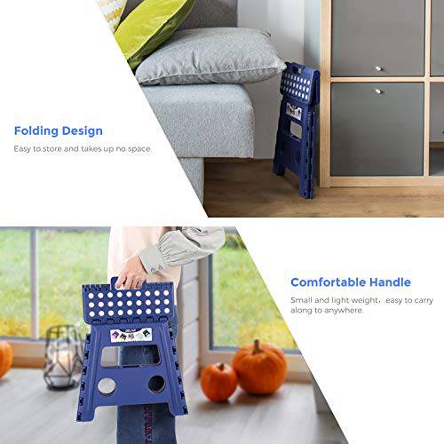 Delxo 13” Folding Step Stool in Royal Blue,2 Pack Premium Heavy Duty Foldable Stool for Kids and Adults,Portable Collapsible Plastic Step Stool,Non Slip Folding Stools for Kitchen Bathroom Bedroom - delxousa