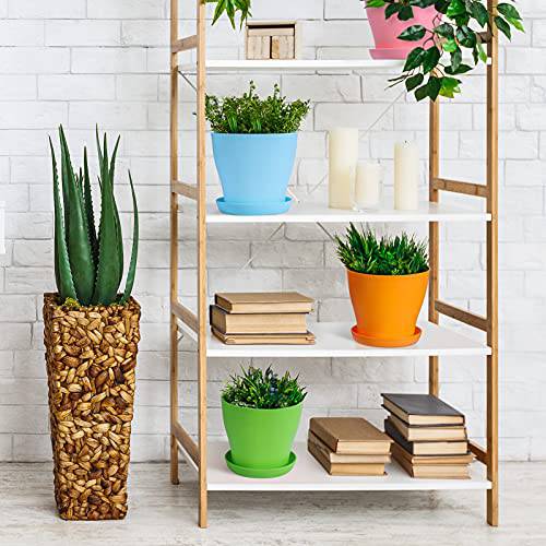 Delxo 8 Pcs 7" Plastic Plants Nursery Pots Reusable Plant Seeding Nursery Pot ，Colorful Flower Plant Container Seed Starting Pots with Pallet,8 Colors - delxousa