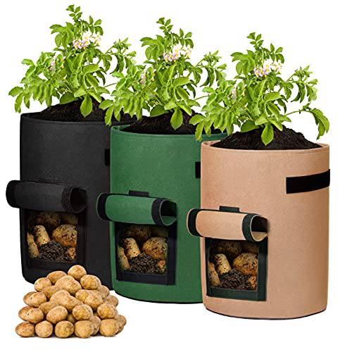 Delxo 3 Pack 10 Gallon Potato Grow Bags,Vegetable 10Gallons Grow