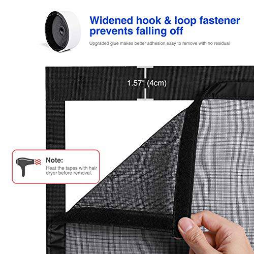 Delxo Fiberglass Magnetic Screen Door with 32 Magnetic,39"W x 82"H Door Net Screen with Magnet Mosquito Screen Door Magnetic Black - delxousa