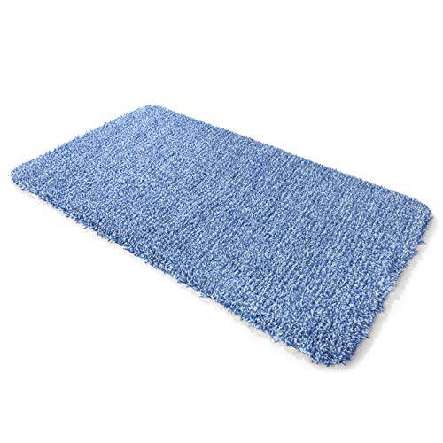 Delxo 2020 Upgrade Doormat Super Absorbent Mud Doormat 18x30 Inch No Lint Shedding Durable Anti-Slip Rubber Back Low-Profile Entrance Large Cotton Shoe Scraper Pet Mat Machine Washable (Light Blue) - delxousa