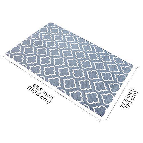 Delxo Door Mats, 27.5"x43.5" Cotton Hand-Woven Washable Door Rugs. Quatrefoil Pattern,Great for Indoor, Outdoor,Front Door,Bedroom,Laundry. Grey and White - delxousa