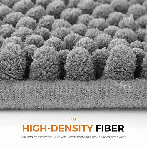 Delxo Kitchen Mat Sets,17"X48"+17"X24" 2 Piece Non Slip Soft Super Absorbent Kitchen Rug Chenille Microfiber Doormat Carpet Set(Grey) - delxousa