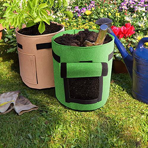 Delxo Potato Grow Bag,3-Pack 10 Gallon Grow Bags Heavy Duty Aeration Fabric  Pots Thickened Nonwoven Fabric Pots Plant Grow Bags in Brown