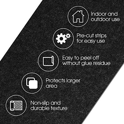 Delxo Non Slip Carpet Stair Treads, Set of 7, Rug Non Skid Runner for Grip and Beauty. Safety Slip Resistant for Kids, Elders, and Dogs,Pre Applied Adhesive .6''x30'' (Black) - delxousa