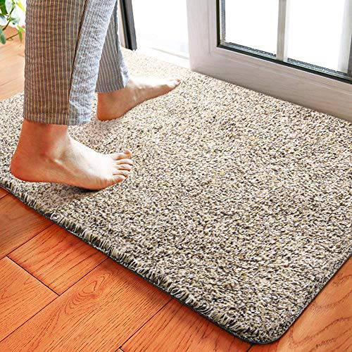 Delxo 24 x 36 Inch Magic Doormat Absorbs Mud Doormat No Odor Durable Anti-Slip Rubber Back Low-Profile Entrance Door Mat Large Cotton Shoe Scraper Pet Mat Machine Washable (Beige) - delxousa