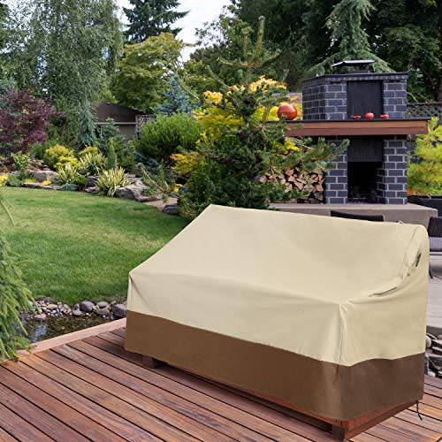 Delxo 2 Seater Patio Sofa Cover Waterproof Outdoor Sofa Cover Anti-UV Patio Furniture Sofa Cover with Elastic Hem and Padded Handles, Air Vents in Beige - delxousa