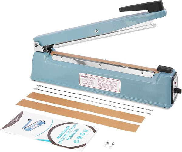 Delxo 12 inch Impulse Bag Sealer Poly Bag Heat Sealer Sealing Machine Heat Seal Closer with Repair Kit - Delxo