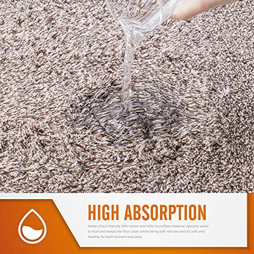 Delxo Doormat 24''x36''Absorbs Mud Magic Doormat No Odor Durable Anti-Slip Rubber Back Low-Profile Entrance Door Mat Large Cotton Shoe Scraper Pet Mat Machine Washable in Beige - delxousa