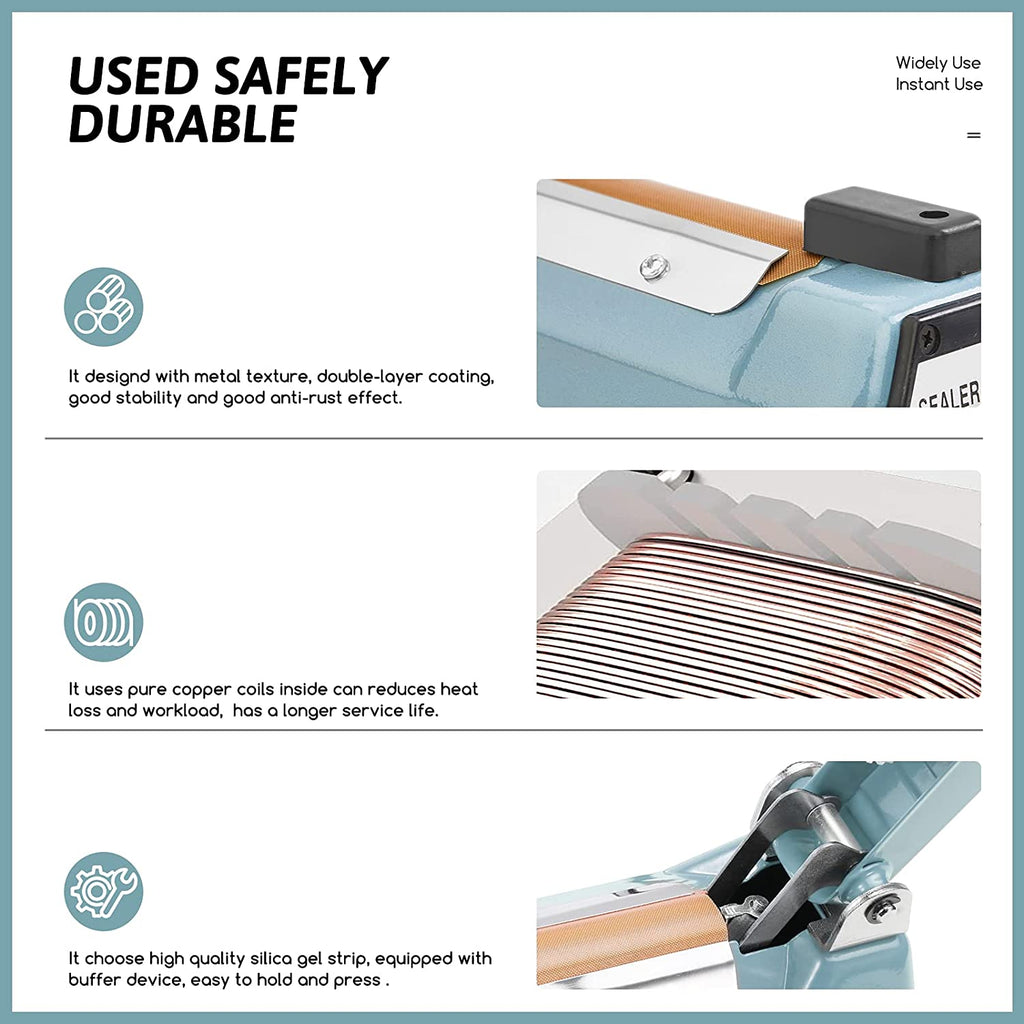 Delxo 12 inch Impulse Bag Sealer Poly Bag Heat Sealer Sealing Machine Heat Seal Closer with Repair Kit - Delxo